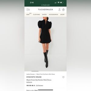 Hyacinth House Black Front Zip Denim Mini Dress